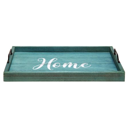 ELEGANT GARDEN DESIGN Elegant Designs 15.50 x 12 in. Blue Wash Home Decorative Wood Serving Tray with Handles EL15414